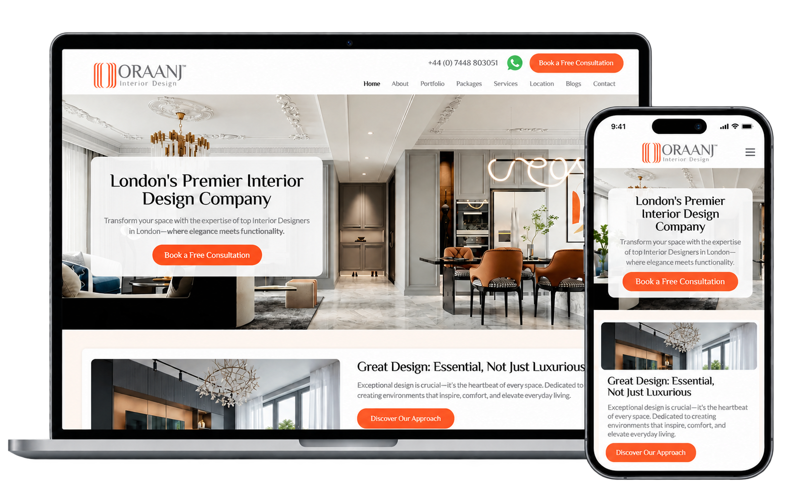 Oraanj Interior Design website